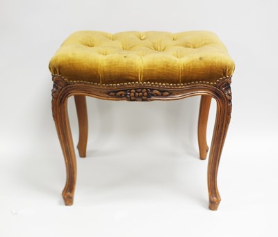 Lot 392 - A French upholstered piano stool, with carved...