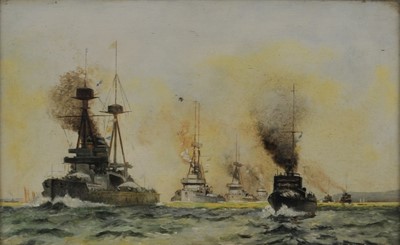 Lot 373 - Atrributed to Charles Edward Dixon RI (British 1872-1934), The British Fleet, Battle of Jutland