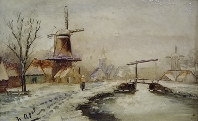 Lot 769 - Lodewijk Franciscus (Louis) Apol (Hague School, 1850-1936), Winter Canal