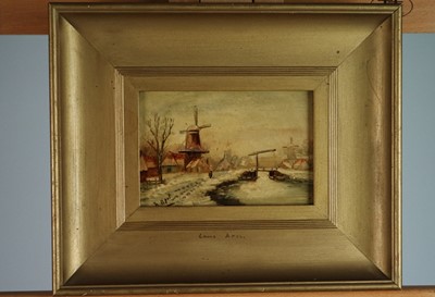 Lot 769 - Lodewijk Franciscus (Louis) Apol (Hague School, 1850-1936), Winter Canal
