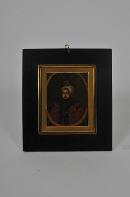 Lot 387 - Circle of Konstantin Kapidgli, Portrait Miniature on Copper of Sultan Selim III (R. 1789-1809)