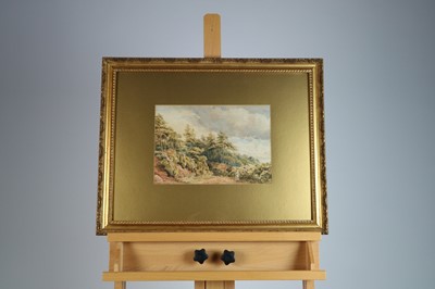 Lot 37 - Alice E Newling (British 19th Century), Landscape with Courting Couple