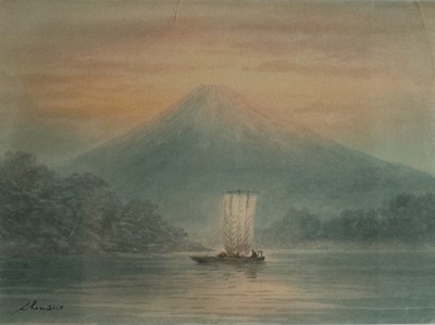 Lot 800 - Shunsui (Japanese School), Sailboat on Lake Shoji