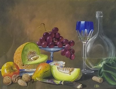 Lot 796 - Christopher Hope (British 20th Century), Pair of Still Life Studies, Melon and Lemons