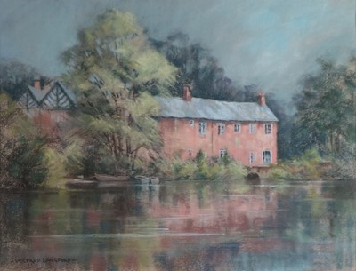 Lot 742 - Wilfred E Langford (British 20th-21st Century), River Scene, Shrewsbury
