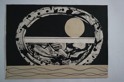 Lot 95 - George Holt (British 1924-2005) Five Monochrome Abstract Works on Paper