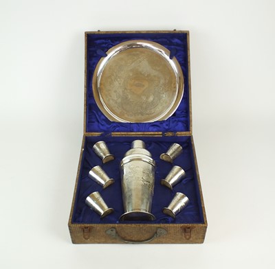 Lot 93 - A cased Chinese white metal cocktail set
