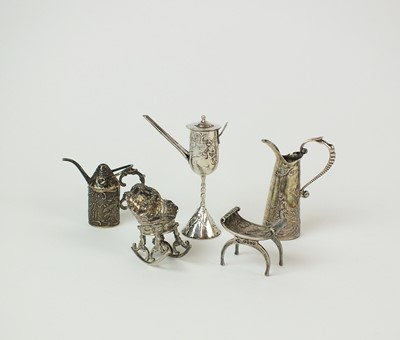 Lot 112 - A collection of 19th century continental novelty silver miniatures
