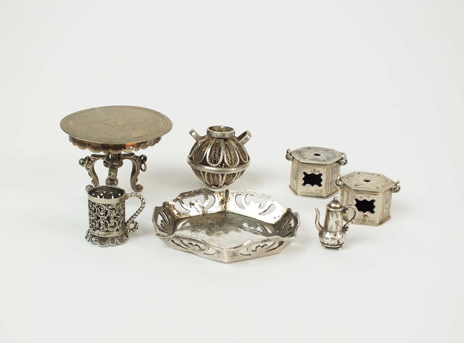 Lot 117 - Two miniature Dutch silver stoves/burners