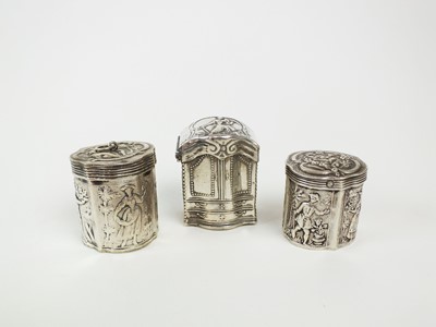 Lot 108 - A collection of three 19th century Dutch silver spice boxes