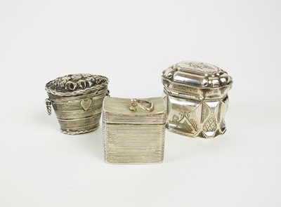 Lot 109 - A collection of three 19th century Dutch silver spice boxes