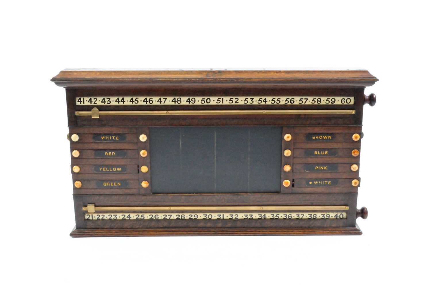 Lot 432 - A good quality late 19th / early 20th century oak framed snooker / billiards score board