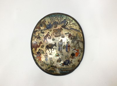 Lot 313 - A hand painted Indian shell, decorated with a...