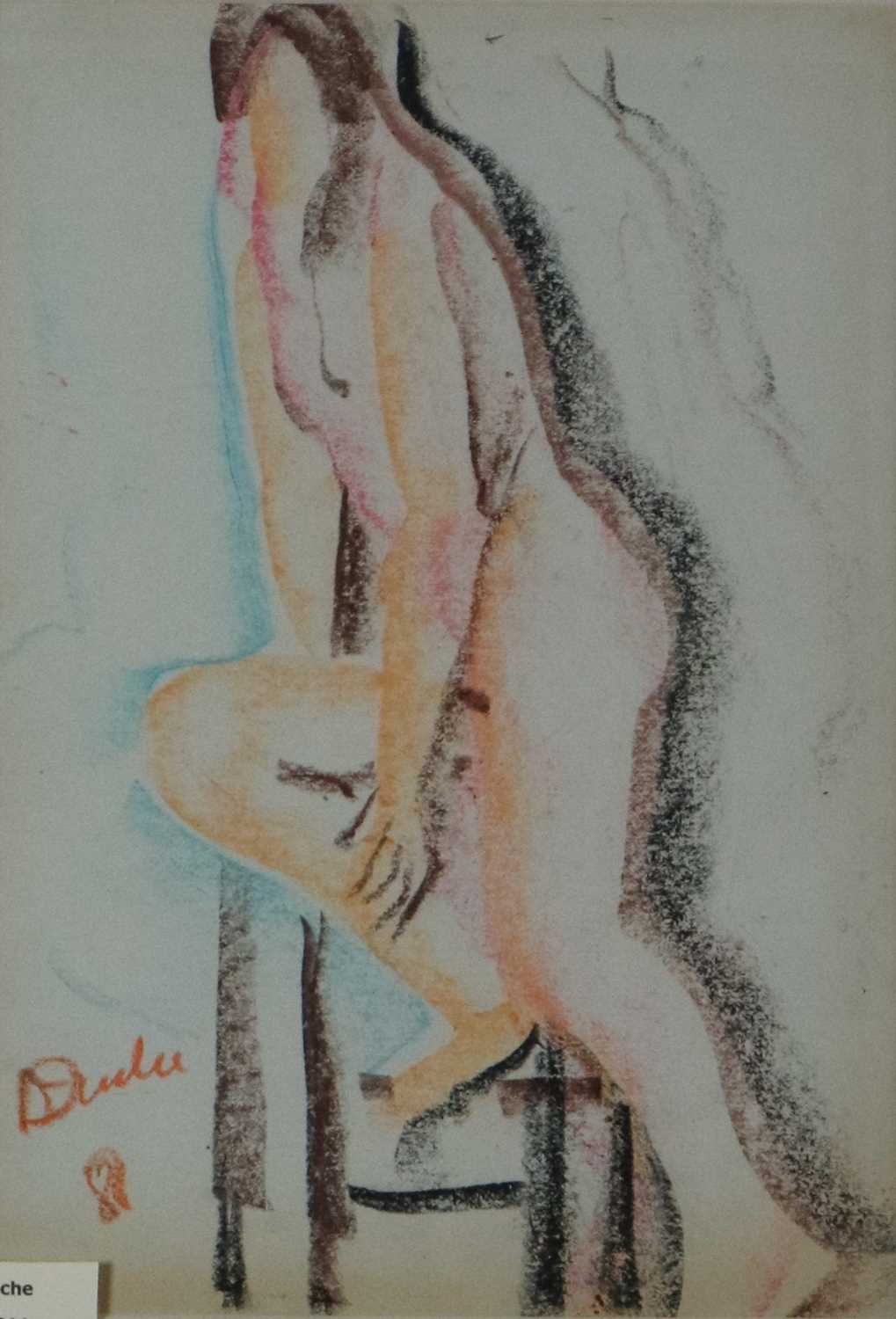 Lot 101 - Aurora Puche (Spanish 1919-2011) Nude Posed Upon a Stool