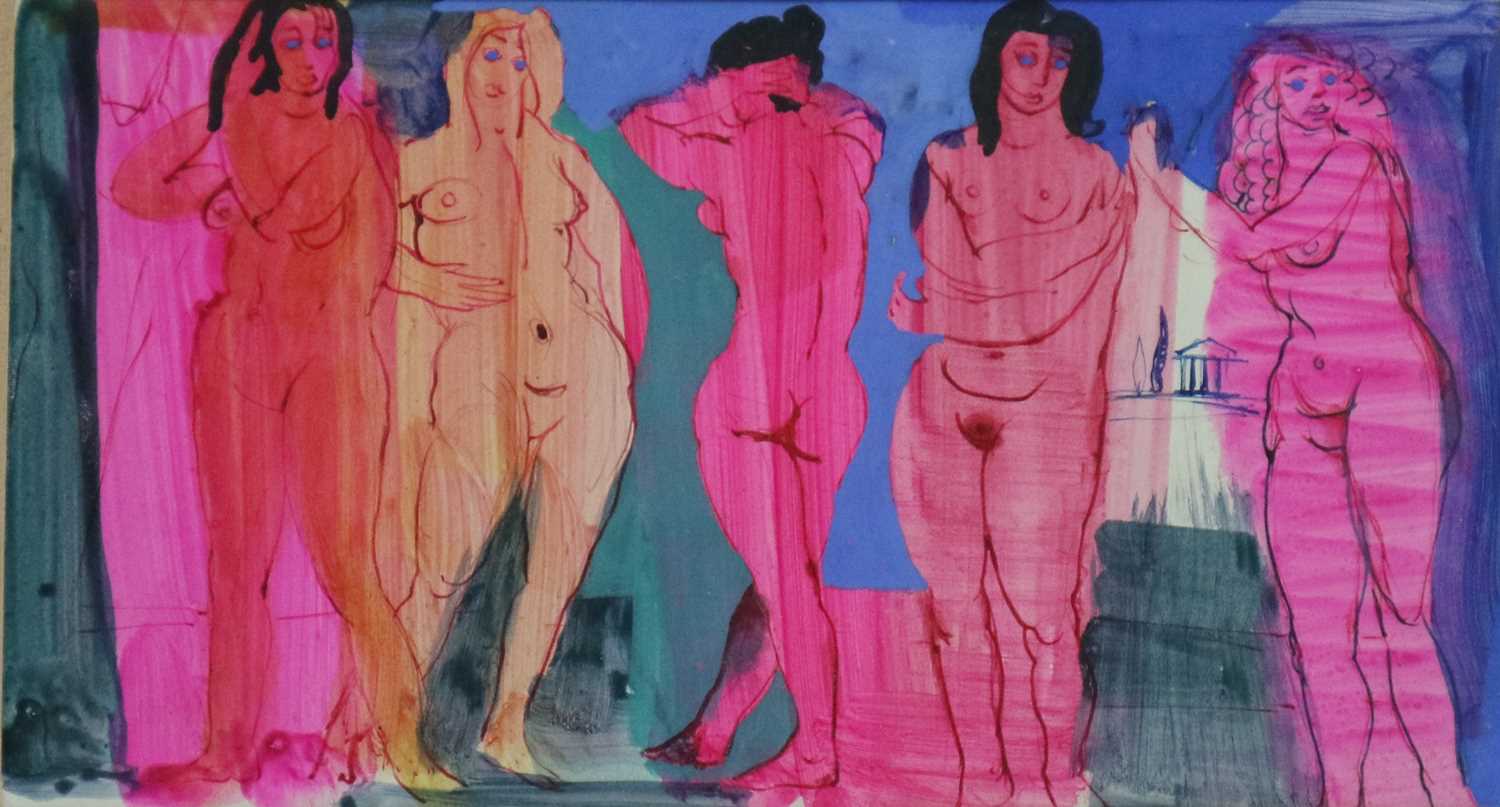 Sidney D'Horne Shepherd (Scottish 1909-1993), Five Nudes Mixed Media on paper