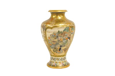 Lot 444 - A late 19th century baluster satsuma vase...