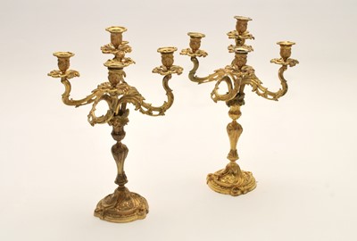 Lot 421 - A pair of 19th century Rococo style, gilt...