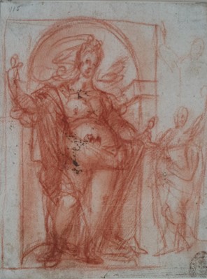 Lot 222 - Italian School (16th Century) Drawing of Justice in a Niche