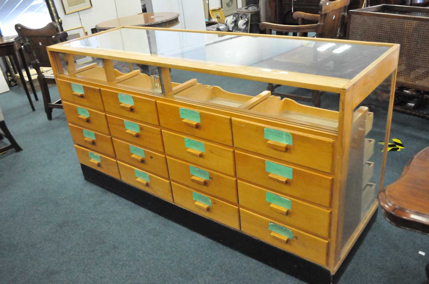 Lot 653 - A 20th century glazed shop haberdashery...