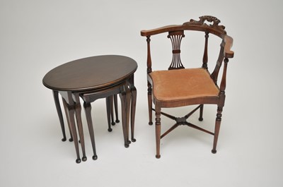 Lot 343 - A small mahogany nest of three tables, the...