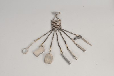 Lot 371 - A silver plated chatelaine