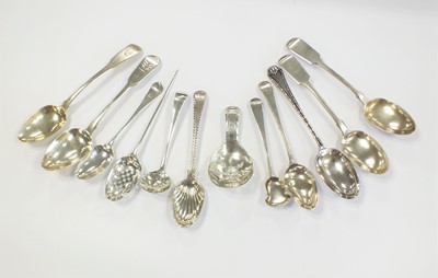 Lot 328 - A collection of silver spoons and ladles