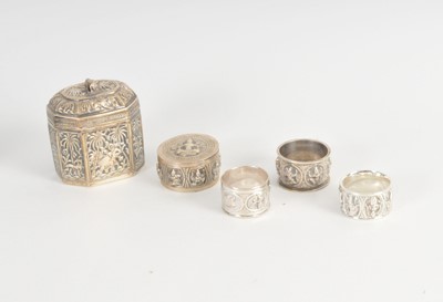 Lot 367 - An Indian white metal tea caddy