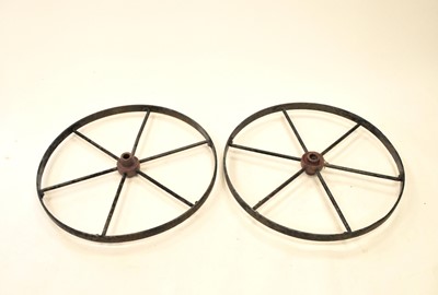 Lot 494 - A pair of large cast iron cart wheels, 85 cm...