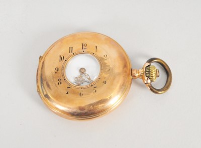 Lot 405 - A yellow metal half hunter pocket watch