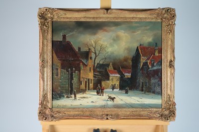 Lot 62 - Gerard Meijer (Dutch School 19th Century), Winter Street Scene
