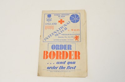 Lot 100 - WALES v ENGLAND, Wrexham, Nov 1939