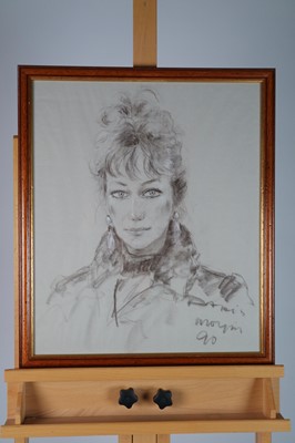 Lot 23 - British School (20th Century), Charcoal Portrait of a Lady