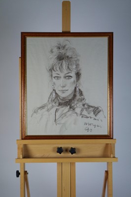 Lot 23 - British School (20th Century), Charcoal Portrait of a Lady