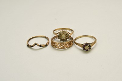 Lot 116 - Four 9ct gold rings