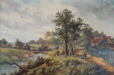 Lot 212 - Octavius Thomas Clark (British 19th-20th Century), Ladies Beside a Country Stream