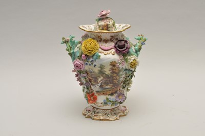 Lot 187 - An English porcelain twin-handled vase and...