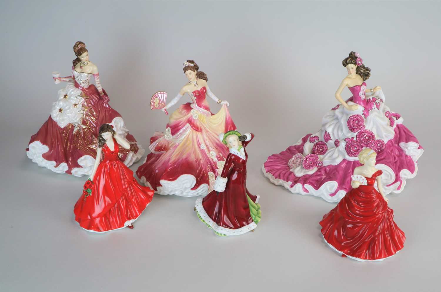 A group of six Royal Doulton ladies, including...
