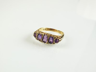 Lot 92 - A 9ct gold amethyst ring