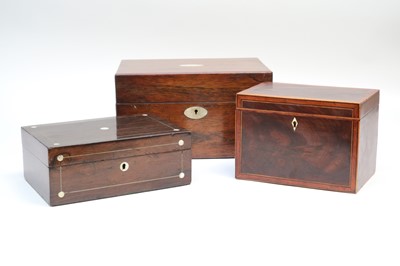 Lot 266 - A 19th century tea caddy, with flamed mahogany...