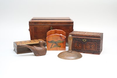 Lot 268 - A 19th century sarcophagus shaped tea caddy,...