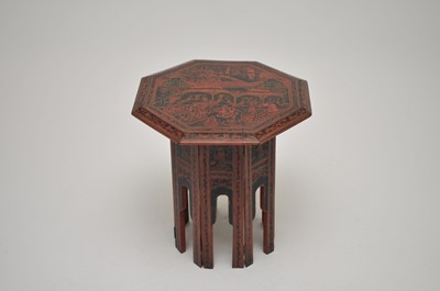 Lot 360 - A small Oriental octagonal lacquered folding...