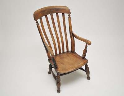 Lot 361 - A low Windsor armchair, with elm seat, 98cm...
