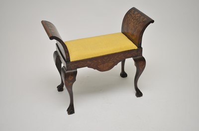 Lot 365 - A 19th century Dutch marquetry inlaid stool,...
