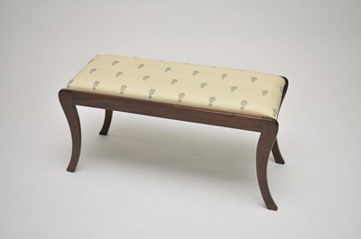 Lot 366 - A mahogany framed stool with upholstered seat...