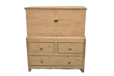 Lot 476 - A pale pine blanket chest on stand, the chest...