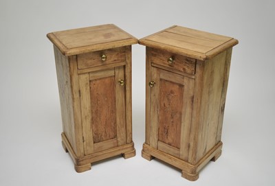 Lot 370 - A pair of pale pine bedside cupboards, each...