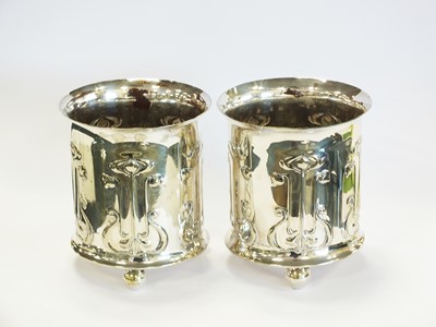 Lot 86 - A pair of Art Nouveau silver plated planters/vases