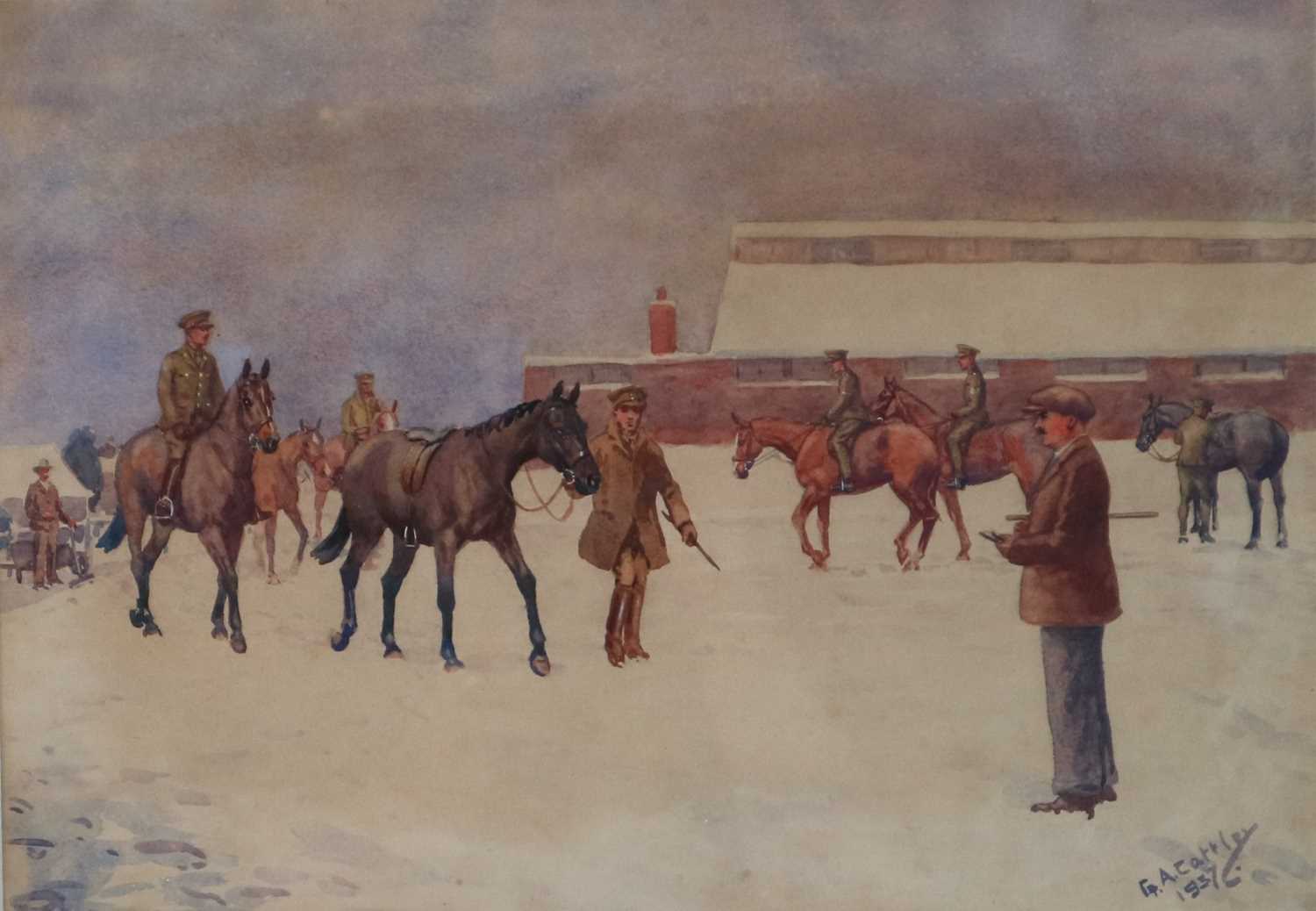 Lot 56 - Major G.A. Cattley (British 1878-1966), Cavalry Horse Inspection