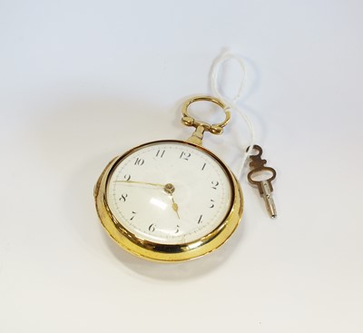 Lot 134 - A George III silver gilt pair cased fusee pocket watch