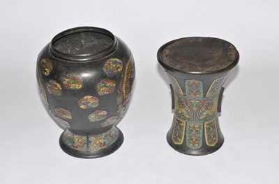 Lot 216 - A large 19th century cloisonné jardiniere and...